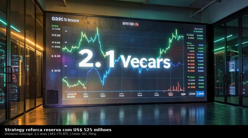 Com US$ 525 milhões a mais no caixa, a Strategy agora tem 2,1 anos de dividendos garantidos - reserva USD Strategy dividen...
