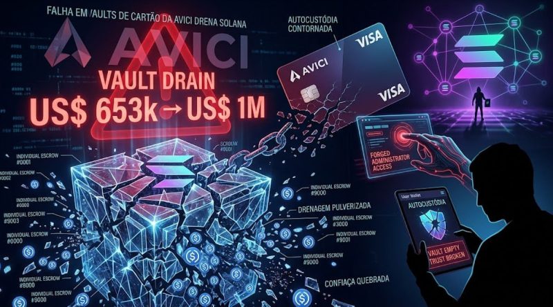 Falha em vaults de cartão da Avici drena US$ 653 mil na Solana - falha vaults avici solana