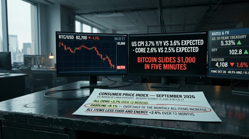 O CPI de setembro veio a 3,7% e o bitcoin caiu abaixo de US$ 83 mil - inflação dos Estados Unidos e o bitcoin