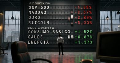 Ouro e bitcoin caíram mais que a bolsa americana no dia do teste - queda do ouro e do bitcoin