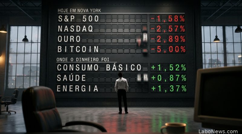 Ouro e bitcoin caíram mais que a bolsa americana no dia do teste - queda do ouro e do bitcoin